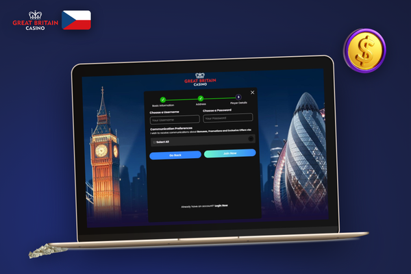 Mobilní telefon s potvrzovacím e-mailem GB Casino po dokončení registrace v CZ