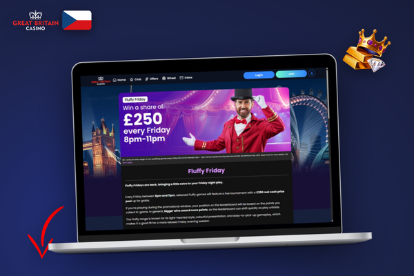 Potvrzení vkladového bonusu GB Casino zobrazené na obrazovce notebooku
